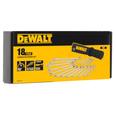 Набір інструментів DeWALT ключів комбінованих, 18 шт: 6-24 мм., (DWMT19237-1)