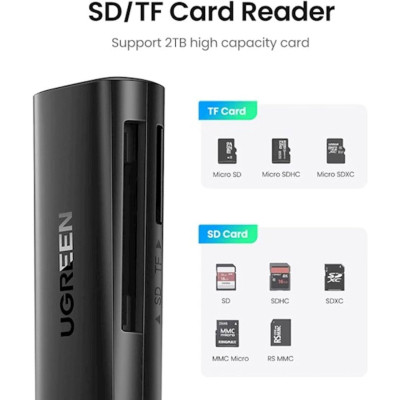 Зчитувач флеш-карт Ugreen USB 3.0 Type-A for 2xSD 5Gb CM264 (60722)