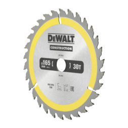 Диск пильний DeWALT CONSTRUCTION, 165х20 мм, 30z (ATB), 10 гр. (DT1935)