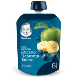 Дитяче пюре Gerber Яблуко, чорниця, банан 90г (1227025)