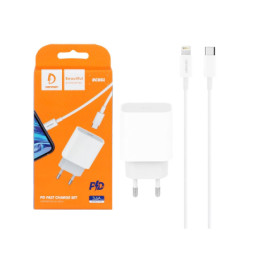 Зарядний пристрій Denmen USB-C PD20W 3.6A + cable USB-C to Lightning white (DM-DC06L-WH)