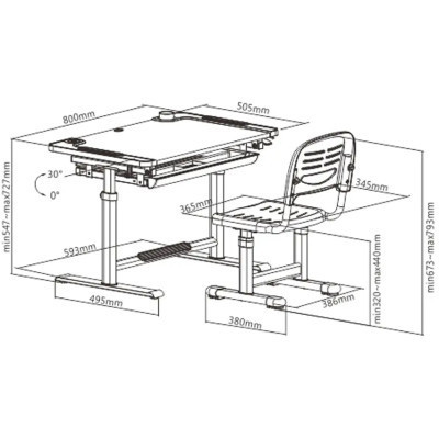 Парта зі стільцем FunDesk Littonia Grey (222529)