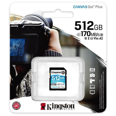 Карта пам&#039;яті Kingston 512GB SDXC class 10 UHS-I U3 Canvas Go Plus (SDG3/512GB)
