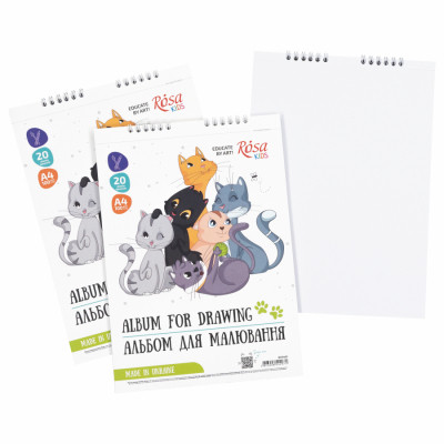 Альбом для малювання Rosa Kids на спіралі Cats Friendship А4 20 аркушів (4823098542971)