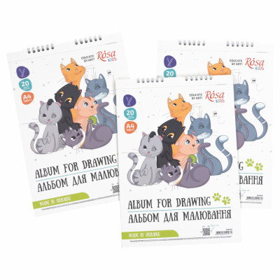 Альбом для малювання Rosa Kids на спіралі Cats Friendship А4 20 аркушів (4823098542971)