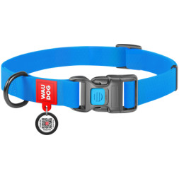 Нашийник для тварин WAUDOG Waterproof з QR паспортом Ш 15 мм Д 25-35 см блакитний (27392)