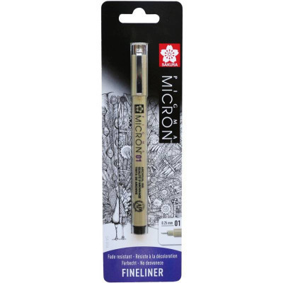Лайнер Sakura Pigma Micron (0.1) 0,25 мм Чорний у блістері (8712079441579)