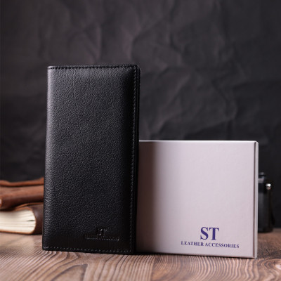 Гаманець ST Leather З натуральної шкіри Чорний (22540)