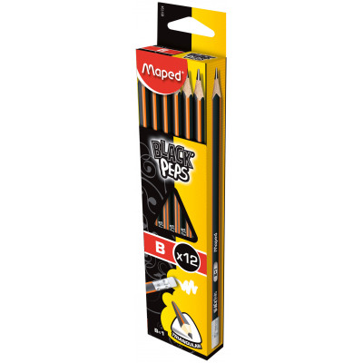 Олівець графітний Maped BLACK PEPS, B, з ластиком (MP.851724)