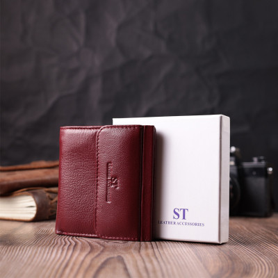 Гаманець ST Leather З натуральної шкіри Бордовий (22544)