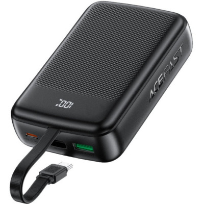Батарея універсальна Acefast 20000mAh 22,5W PD, QC/3.0 USB-A+USB-C In/Out,build-in cable M14 Black (6974316283966)