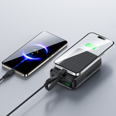 Батарея універсальна Acefast 20000mAh 22,5W PD, QC/3.0 USB-A+USB-C In/Out,build-in cable M14 Black (6974316283966)