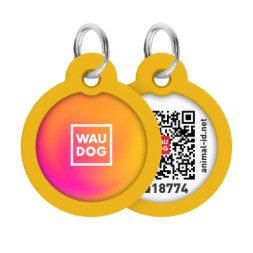 Адресник для тварин WAUDOG Smart ID з QR паспортом &quot;Градієнт помаранчевий&quot;, коло 25 мм (225-4035)
