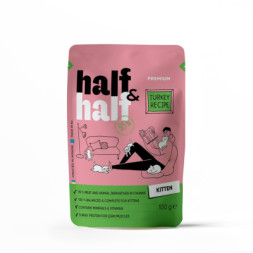 Вологий корм для кішок Half&amp;Half шматочки з індичкою в желе для кошенят 100 г (4820261920864)