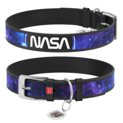 Нашийник для тварин WAUDOG Design з QR-паспортом &quot;NASA21&quot; Ш 12 мм Д 20-28 см чорний (3602-0148-01)