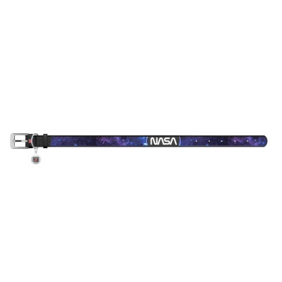 Нашийник для тварин WAUDOG Design з QR-паспортом &quot;NASA21&quot; Ш 12 мм Д 20-28 см чорний (3602-0148-01)