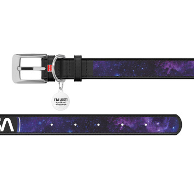 Нашийник для тварин WAUDOG Design з QR-паспортом &quot;NASA21&quot; Ш 12 мм Д 20-28 см чорний (3602-0148-01)