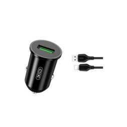 Зарядний пристрій XO USB QC3.0 18W + cable USB to Lightning black (TZ12-L-BK)