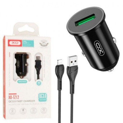 Зарядний пристрій XO USB QC3.0 18W + cable USB to Lightning black (TZ12-L-BK)