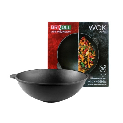 Сковорода Brizoll чавунна WOK 4,7 л 300х103 мм (W30)
