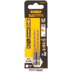 Свердло DeWALT по металу EXTREME IMPACT Black&amp;Gold, HSS-G, 3 х 72 х 25,5 мм, 2 шт. (DT20602)