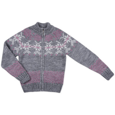 Кофта дитяча Tossy в&#039;язана на блискавці сіра з орнаментом (326-92G-gray)