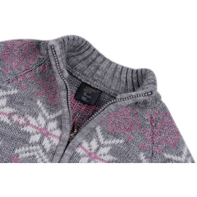 Кофта дитяча Tossy в&#039;язана на блискавці сіра з орнаментом (326-92G-gray)
