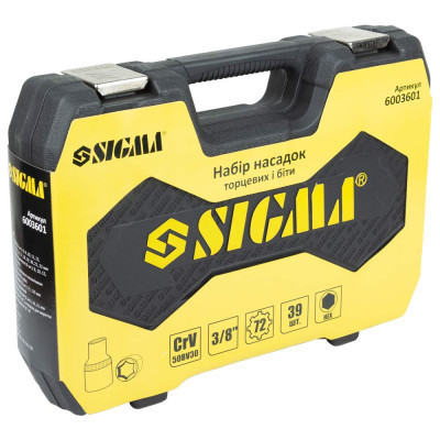Набір інструментів Sigma насадок торцевих та біт 3/8&quot; 39шт CrV mid (6003601)