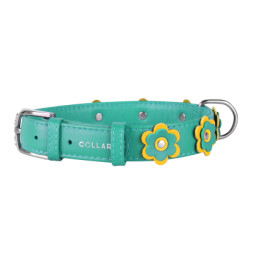 Нашийник для тварин Collar GLAMOUR з оздобленням &quot;Аплікація&quot; Ш 35 мм Д 46-60 см ментоловий (350413)