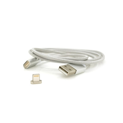 Дата кабель USB 2.0 to Lightning 1.0m 2A magnetic nylon silver Voltronic (YT-MCFB-L/S/13190/09165)