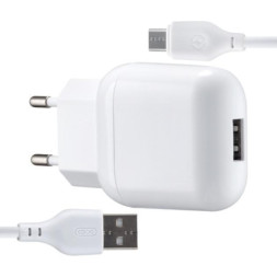 Зарядний пристрій XO L37 2.1A/1USB + cable Micro-USB White (XO-L37-MCR)