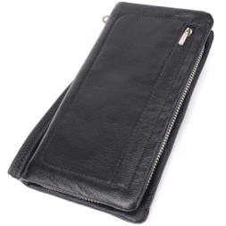 Гаманець ST Leather Шкіряний з відділенням під телефон Чорний (23101)