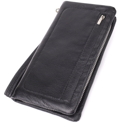 Гаманець ST Leather Шкіряний з відділенням під телефон Чорний (23101)
