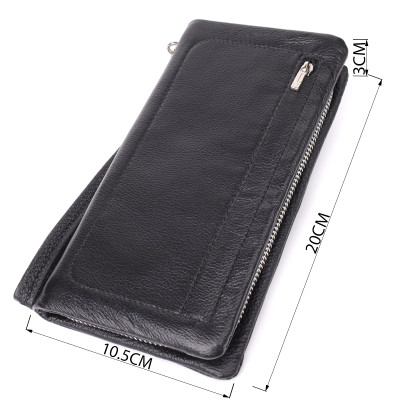 Гаманець ST Leather Шкіряний з відділенням під телефон Чорний (23101)