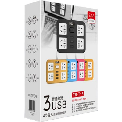 Мережевий фільтр живлення Voltronic TВ-Т15, 4роз, 3*USB Blue (ТВ-Т15-Blue)