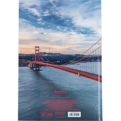 Книга записна Axent Connect А4 у твердій обкладинці 96 аркуші клітинка (8422-565-A)