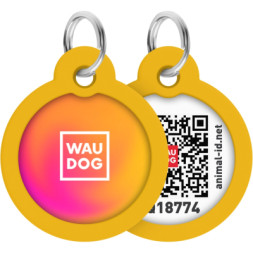 Адресник для тварин WAUDOG Smart ID з QR паспортом &quot;Градієнт помаранчевий&quot;, коло 30 мм (230-4035)