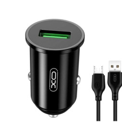 Зарядний пристрій XO USB QC3.0 18W + cable USB to Micro 5P black (TZ12-M-BK)