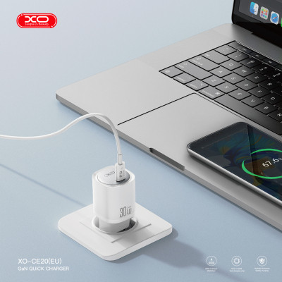 Зарядний пристрій XO CE20 33W USB-C PD30W/PPS33W White (CE20_White)