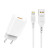 Зарядний пристрій Denmen 1xUSB 2.4A + cable USB to Lightning white (DC01L-WH)