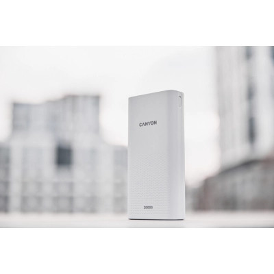 Батарея універсальна Canyon 20000mAh, Input 5V/2A, Output 5V/2.1A(Max), White (CNE-CPB2001W)