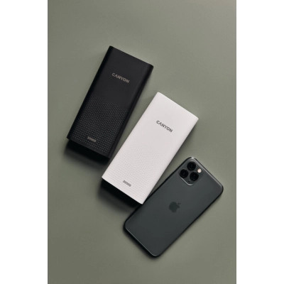 Батарея універсальна Canyon 20000mAh, Input 5V/2A, Output 5V/2.1A(Max), White (CNE-CPB2001W)