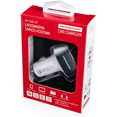 Зарядний пристрій Modecom 3xUSB 2.4A QC3.0+USB+Type C Port CU2C1-07 (ZT-MC-CU2C1-07)