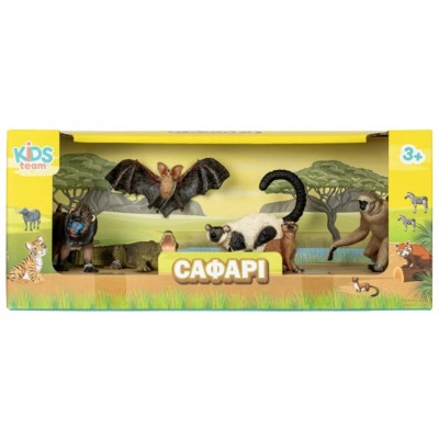 Фігурка Kids Team набір Сафарі Мандрил, лемур Сіфака, Гібон, Сурикат, Летюча миша, Крокодил (Q9899-C15_1)