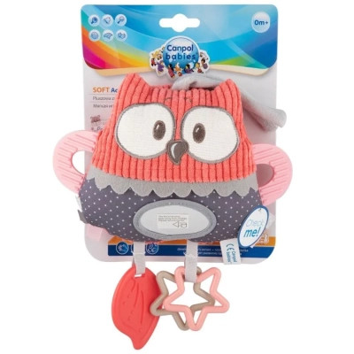 Іграшка на коляску Canpol Pastel Friends плюшева розвивальна Коралова (68/065_cor)