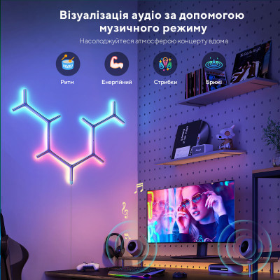 Світильник Govee H6065 Y Shape Light Panel 7шт RGB Білий (H6065301)