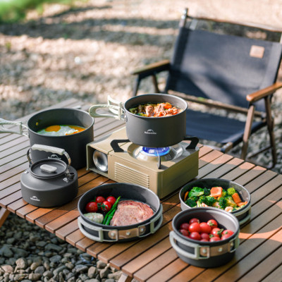 Набір туристичного посуду Naturehike CNK2450CF010, 2 каструлі 1л, 1.7л, сковорідка (6976507663335)