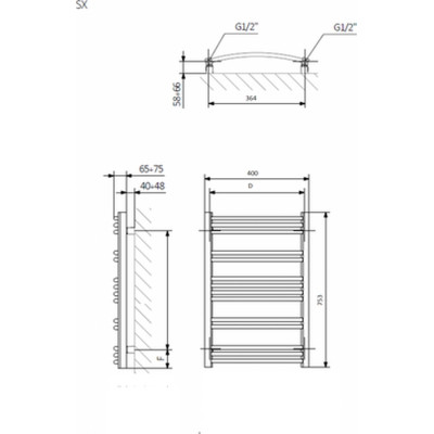 Сушарка для рушників Terma Jade MK 753x400 (WGJMK075040KCROSX)