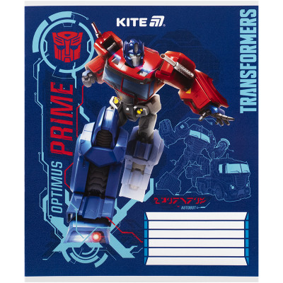 Зошит Kite Transformers, 12 аркушів, коса лінія (TF25-235)