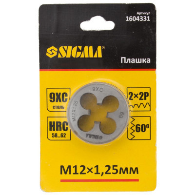 Плашка Sigma М12x1.25мм (1604331)